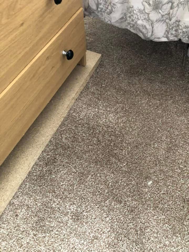 Clean beige carpet after stain removal